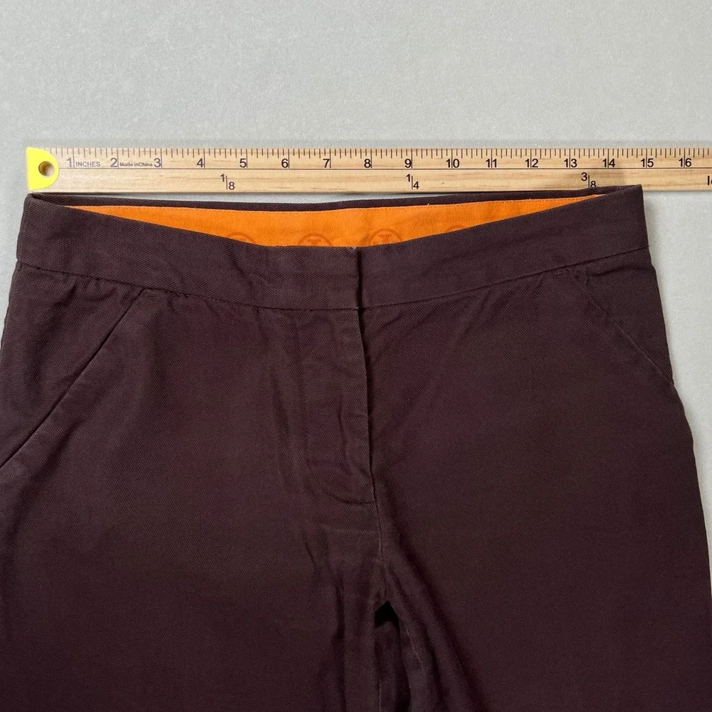 Tory Burch Wide Leg Pants Women 2 Brown Flare Cotton Blend Office Work Academia
